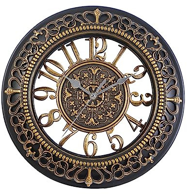 MAGICLULU Vintage europäische Uhr ausgehöhlte Uhr dekorative Uhr Zifferblattuhr runden Wanduhr Europa