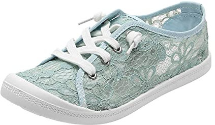 Mode Leicht Flache Schuhe Atmungsaktive Frauen Schnürhalbschuhe Laufschuhe Sommer Casual Outdoor Walkingschuhe Laufschuhe Halbschuhe (X1-Blue, 37)