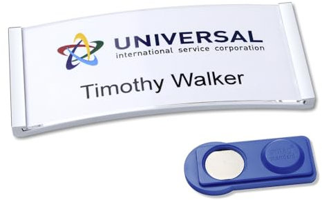 AVERY Zweckform polar30 Namensschilder 5 Stück (70x30mm, 5 Schilder mit Magnet, verdrehsicher, mit blanko Einsteckschildern zum Bedrucken, magnetische Namensschilder für Kleidung) edelstahl matt