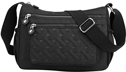 IQYU Aigner Taschen Damen Groß Lässige Umhängetasche mit Taschen für Damen, wasserdichte Umhängetasche, Umhängetasche Wochenende Taschen (Black, One Size)
