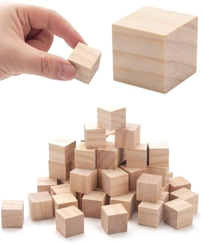 KGDUYC 50 Stück Holz Würfel, Unbehandeltes Holz, 20mm Holzwürfel Blanko Deko, Kleine Holzklötzchen zum Basteln, Holzklötze für DIY, Malen, Handwerk, Dekoration, Puzzles, Zahlen