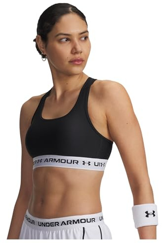 Under Armour Damen Crossback Mid Impact Sport-BH, (007) schwarz/weiß/schwarz, Medium