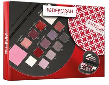 Deborah Milano Geschenkset für Damen, Make Up Beauty Gift Nr. 1 Mini-Kalttöne, inklusive Palette von Lidschatten, Gloss, Lippenstift und Gesichtspuder mit verschiedenen Oberflächen und Farben, aus