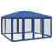 vidaXL Partyzelt, Pavillon mit 8 Mesh-Seitenteilen, Gartenpavillon für Party Hochzeit, Festzelt Gartenzelt Eisengestell Wasserfest UV-beständig, Blau 4x4m HDPE