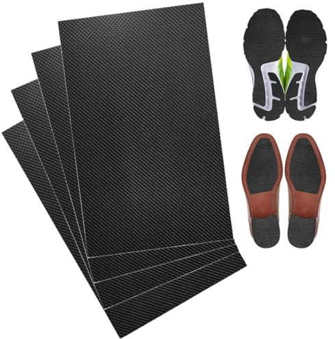 XENQITO 4 Stück Anti Rutsch Sohle, Anti Rutsch Sohle Pads, Anti-Rutsch-Pads für Schuhe, Schuhsohle Gummi, Gummisohlen zum Aufkleben für Alle Größen Anti Rutsch Geräuschreduzierung, Bequemere Sohlen