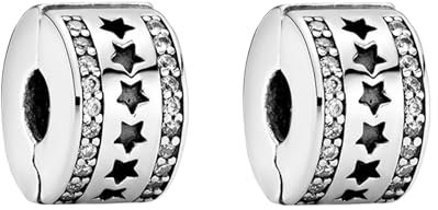 Amuefer Double Starry Charms pour Bracelets et Colliers, Argent Sterling Charme Saint Valentin Noël Anniversaire Bijoux Cadeaux pour Femme Fille Maman Épouse Amis