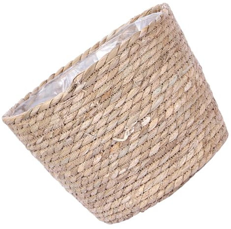 PAMINGONO Panier à Plantes D'intérieur Tressé en Osier Grand Format Doublure, Pot De Fleurs Rotin pour Décor Maison Polyvalent, Jardinière Robuste en Jonc De Mer, Rangement Naturel Élégant