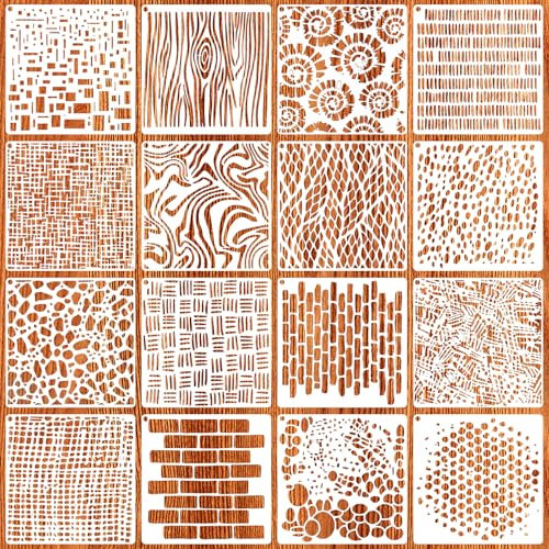 Ouligay 16PCS Spray Paint Stencil, Painting Stencils for DIY Art, Cookie Geometric Stencils for Crafts Reusable for Painting on Wood, Wall, Scrapbook, Furniture, Floor Decor