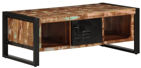 ULUYYUC Couchtisch Klein Sofa Tisch Stubentisch Multifunktionstisch - Couchtisch Mehrfarbig 90x50x36 cm Altholz Massiv für Sitzecke Küche Esszimmer Wohnzimmer