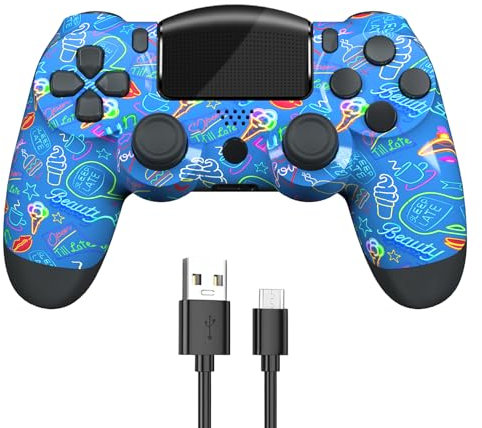 Roseason Controllore wireless compatibile con la console Play4/Slim/Pro, sostituzione del controller Play4, controller di gioco remoto con giroscopio a 6 assi, touch pad (Blu)