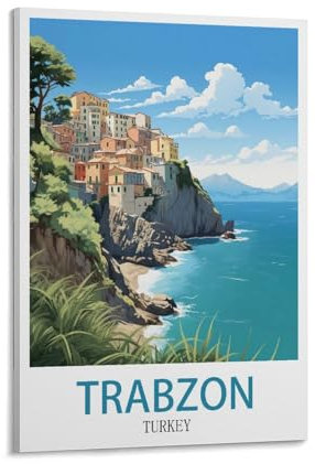 Trabzon Türkei Vintage-Reiseposter, See, 60 x 90 cm, Druck, Zuhause, Schlafzimmer, Büro, Wohnzimmer, Dekoration, Leinwandposter