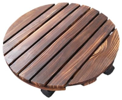 Pflanzenroller aus Holz mit Rollen für den Innen- und Außenbereich, Pflanzkübel Mover und Dolly für Wohnzimmer, Balkon und Hof, 35 cm