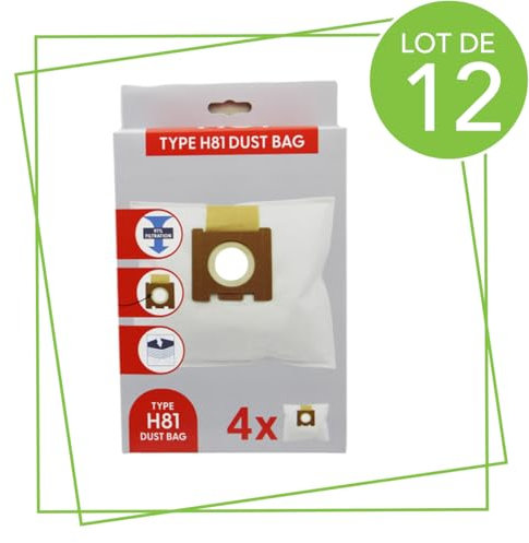 SOS Accessoire Lot de 12 boîtes de 4 sacs microfibre H81 pour Aspirateur HOOVER 35601865