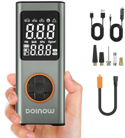 DOINOW Kabelloser Fahrradpumpe Elektrisch 150PSI Tragbare Mini Akku Luftpumpe Reifenpumpe mit alle ventile LED Licht Wiederaufladbarer 5 Modi für Fahrrad, E-Bike, Auto, Motorrad, Bälle