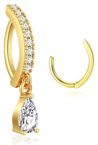 Omnikryp Piercing Nombril, Femmes Or Anneaux de Nombril Grossesse, Sexy Courbé Banane Corps Piercing Bijoux, Anti Allergique, avec Dangle