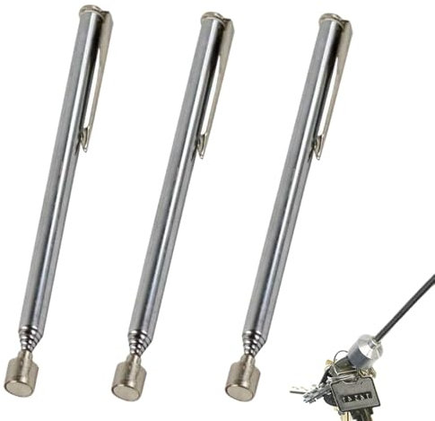 3Piezas Varillas Magnéticas Varilla Telescópica de 12,6 a 65 cm Varilla de Recogida Magnéctica Recogedor Magnético Extensible y Portátil Herramienta de Recogida para Tornillos Piezas Llaves