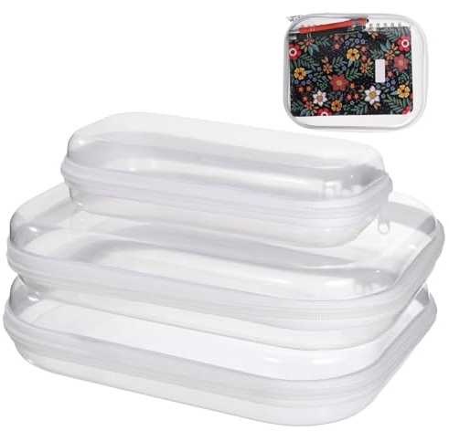 Confezione da 3 sacchetti trasparenti con cerniera, piccoli organizer in plastica per viaggi e scrivania