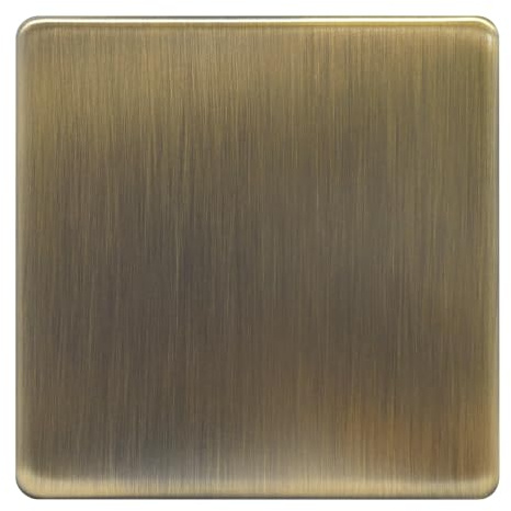 EVOGES Terra Blanking Plate – Antique Brushed Brass, 1G / 2G – Decorative Metal Wall Plates, Unused Back Box Cover, UK Wiring Accessories (1 Gang)