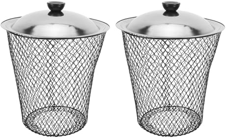 MAGICLULU Lot de 2 Poubelles Métalliques Extérieures avec Couvercle Ventilé, Bacs à Compost Enterrés pour Déchets de Jardin Cuisine, Composteur Domestique pour Jardin et Terrasse