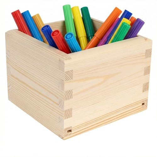 Creative Deco Aufbewahrungsbox Holzkiste ohne Deckel 12 x 12 x 9 cm Holzbox | aus Kiefernholz | Schubladen Organizer Für Kleinutensilien Make up, Schmuck, Stifte, Bürobedarf