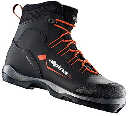 Alpina Sports Snowfield Backcountry Cross Country Nordic Touring Ski Boots, Black/Orange/White, Euro 42