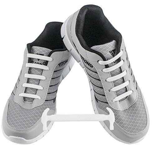 WELKOO® Lacci elastici in silicone che non vanno allacciati, impermeabili, adatti a scarpe per adulti - 16 pezzi, Taglia ADULT bianco