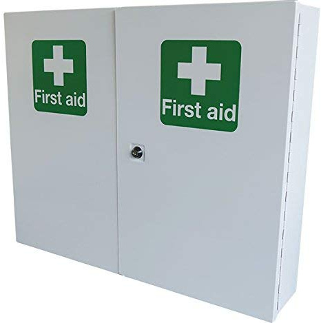 Click Medical Double Door Metal First Aid Cabinet Health and Safety Equipment PPE Personal Protective Equipment Safety Supply – 1 Double Door Cabinet - CM1121