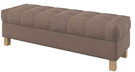 Furninero - Raffinierte gepolsterter Sitzbank Sitzhocker Sitzruhe Betthocker Ottomane, mit Stauraum, Quadratische Beine, 140 cm breit, Majestic Velvet Brown Stoff (Licht zu reinigende), Braun