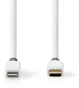 Nedis Ccbw39650Wt10 Cable Lightning de Apple Macho de 8 Pines a Usb-C, 1 m, Blanco