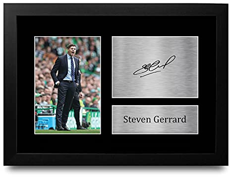 HWC Trading FR Steven Gerrard Glasgow Rangers Geschenke gedruckt Autogramm Bild für Fans und Unterstützer - A4 Eingerahmt