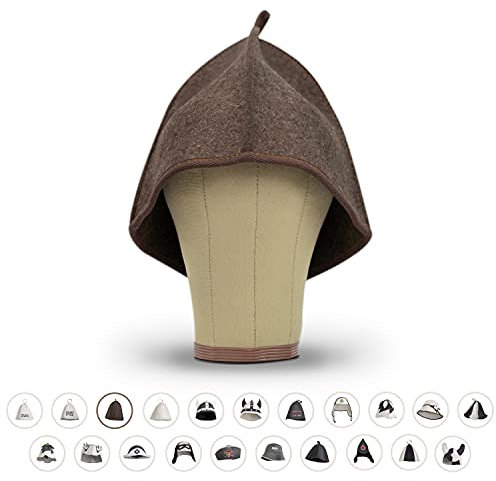 LoWell® Saunahut - Filzhut für Damen und Herren inkl. Sauna-Ratgeber - Ideales Sauna Zubehör für ein einzigartiges Wellness Erlebnis - Farbe braun - fällt klein aus - Saunamütze Saunakappe