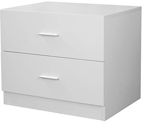URBNLIVING Orlando 2 Drawer Wooden Kids Bedroom Chest Cabinet Modern Storage Cupboard Wide (White)