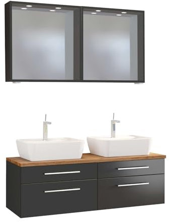 Waschbeckenunterschrank Dasa, 120 cm, 4 Schubladen, Graphit/Grau matt