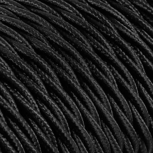 LnD Câble Textile Torsadé Noir 2x0.75mm² - Fil Electrique Tissu