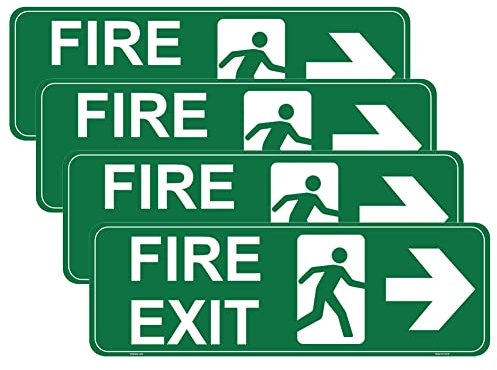 Haobase Lot de 4 autocollants en vinyle avec flèche droite de sortie d'incendie (30 cm x 10 cm)