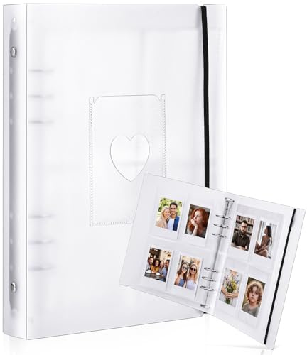 Mini-Fotoalbum mit 20 Stück Innen, 6-Ring-Fotokarten-Binder, A5, Kpop-Fotokartenhalter, Fotoalbum, Ordner, transparente Fotokartenhüllen für Visitenkarten oder Bilder (4 Foto-Stil)