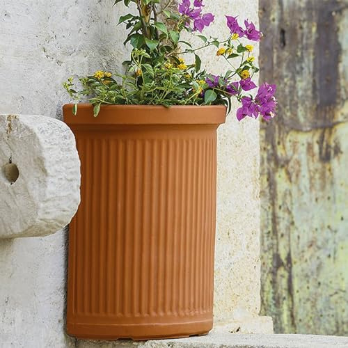 Decor Space Vaso Semicerchio Millerighe rotondo in resina per piante e fiori Made in Italy da esterno (Terracotta)
