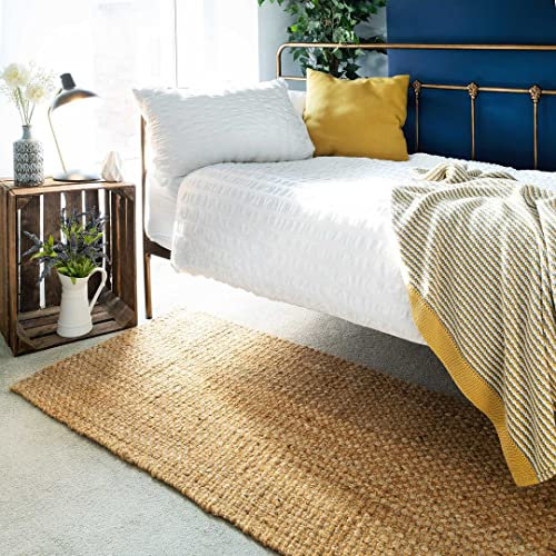 Handmade Sisal Scandi Long Non Shed Natural Jute Rug Coarse Straw Textured Farmhouse Country Style Lounge Living Room Kitchen Dining Room Area Runner Mats 70cm x 240cm