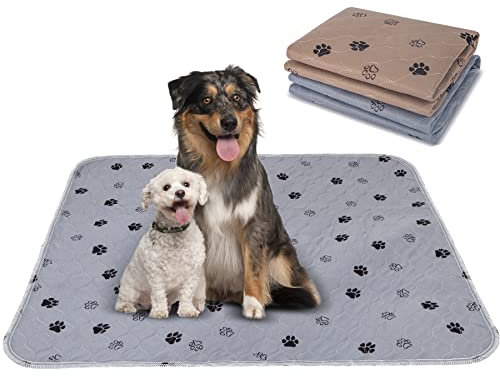 Puppy Training Pads 70x80cm, LENAUQ 2er Pack wasserdichte Inkontinenzmatte für Haustiere, Maschinenwaschbare Pisspads Saugfähige Hundetrainingspads für Zuhause/Auto/Reise (Grau&Braun)
