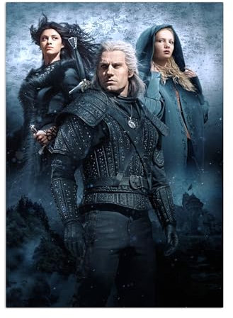 Displate Witcher Metallposter Witcher Poster Witcher 3 Poster Witcher Deko Witcher Plakatte The Witcher Series - Witcher Netflix Key Art - Geralt Yen Ciri Poster 32x45cm