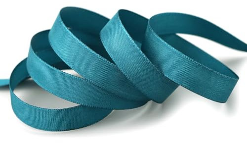 50 m x 15 mm STOFFBAND Matt ohne Draht PETROL 603 Dekoband mit Webkante Geschenkband Stoffband Tischdeko Hochzeit Ostern Schleifenband Visco Taftband Taft Kartengestaltung Basteln