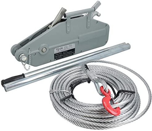 AB Tools Manual Cable Puller Hand Winch Lifter Mover Turfer Hoist 1600kg 20m Wire Rope