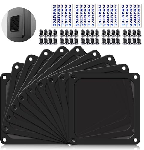 YMATEECO Dust Filter 120mm for Computer Cooler/PSU/Routers Nylon 80 Mesh, Magnetic PC Fan Dust Cover Mesh Cooler Filter Dustproof Computer Fan Grills(Nylon, 120 * 120mm,10Pack, Black)