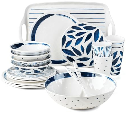 Lenox Blue Bay Melamin-Geschirr-Set für 4 Personen, 20-teilig