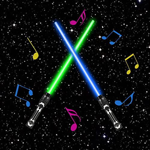 Zehan Zitong 2PCS Laserschwert Kinder,2 in 1 Duell Lichtschwert,7 Farben Lichtschwert und Soundeffekten,Star Wars Lichtschwert,Doppelklingen Laserschwert,Cosplay Spielzeug für Kinder Geschenk
