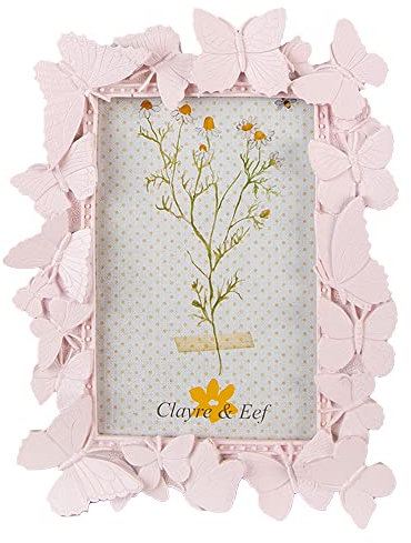Clayre & Eef Bilderrahmen 10x15 cm Rosa Kunststoff Glas Fotorahmen