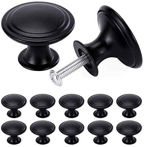 TsunNee Schrankknäufe im Vintage-Stil, schicke Schubladenknöpfe, Antik-Stil, Küchenschrankgriffe, 30 mm, rund, Möbeltürknäufe, Schwarz, 24 Stück
