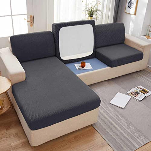 MTHGH Sofa Sitzkissenbezug,Stretch 4/3/2/1 Sitzer/L Form Samt Sofabezug Elastische Couch Kissenbezüge Husse Überzug Bezug Für Sofa Sitzkissen,Q-(increase135-165cm) 3-Seater