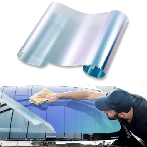 XhuangTech Auto Tönungsfolie Fenster, 65% VLT Tönungsfolie Auto Chameleon Dunkelblau, 93% Wärmeisolierung Sichtschutz Sonnenschutz Solar Folie für Frontscheibe/Seitenfenster (1x10M)