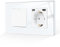 CNBINGO Lichtschalter mit USB Steckdose, Glas Schuko Steckdose Unterputz mit USB Anschluss und Typ C Port (3,1 Amp total), Kipplichtschalter, Weiß Taste Schalter, 1-Fach, 1- poliger Ausschalter